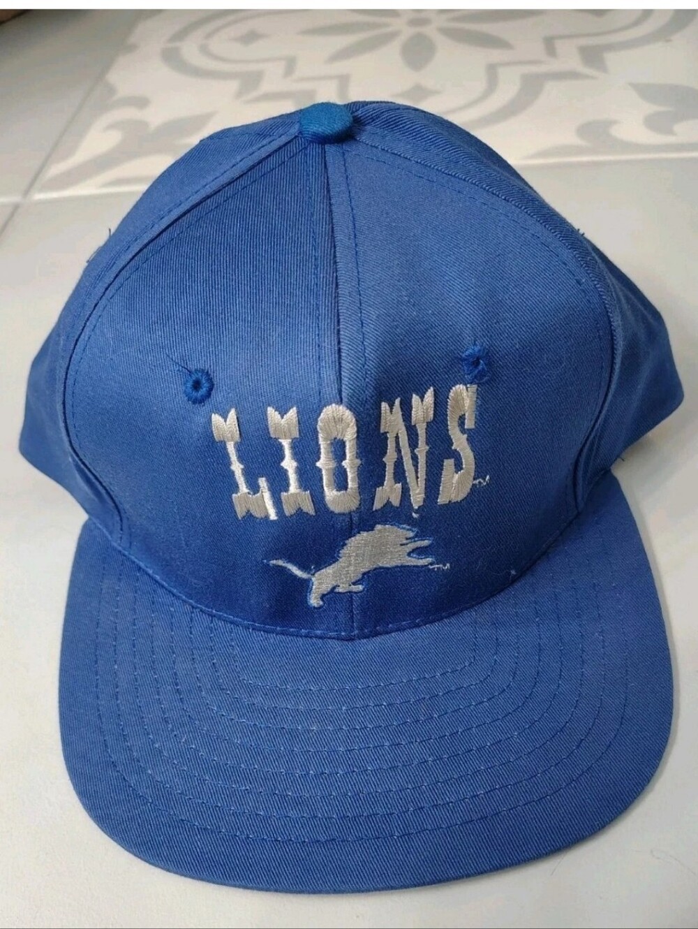 Vintage Detroit Lions AJD Sports NFL Blue 100% Cotton Vtg Hat Cap Snapback